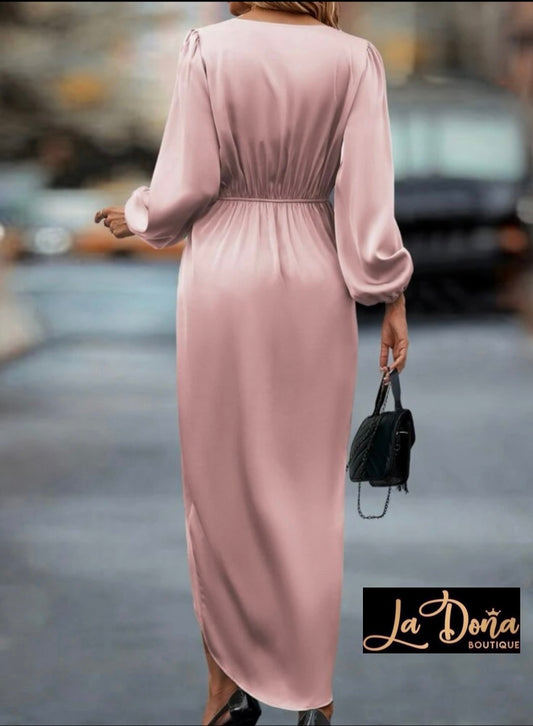 Vestido cruzado satén