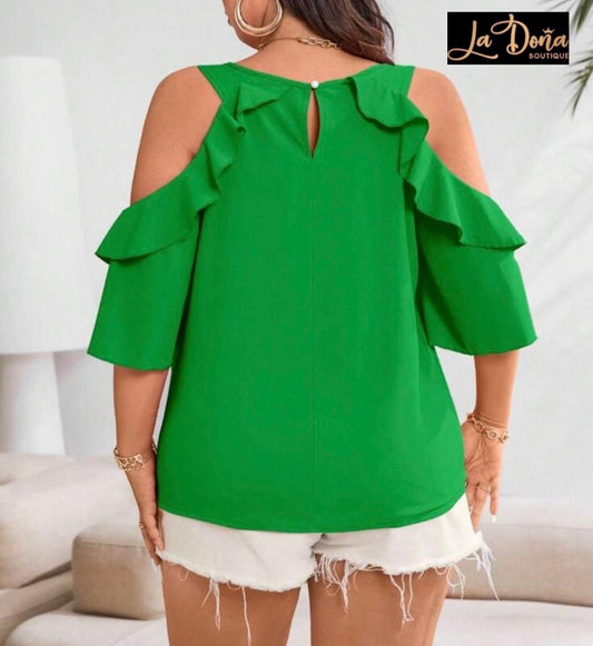 Blusa verde con flor 3D