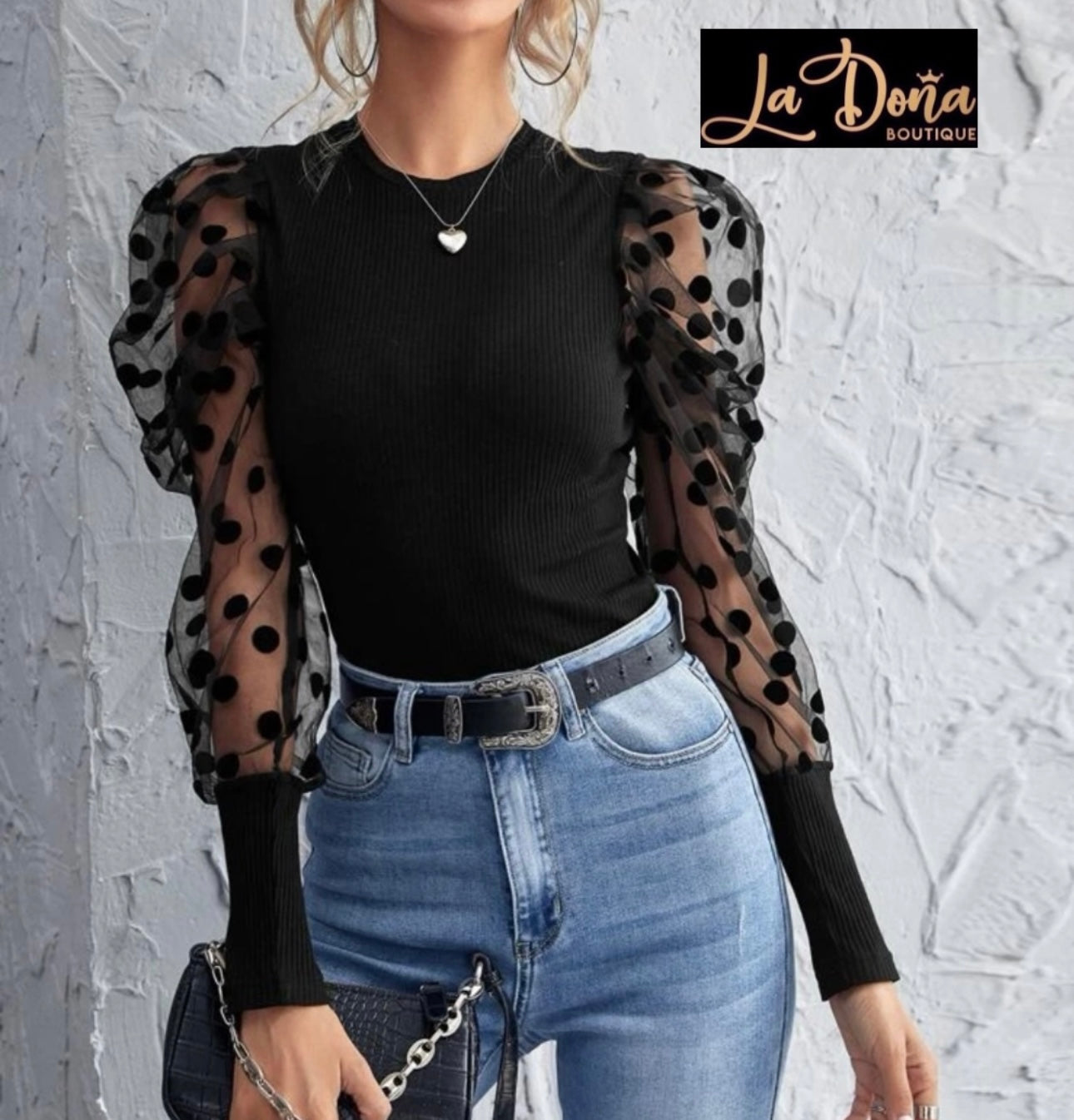 Blusa canale con manga lunares