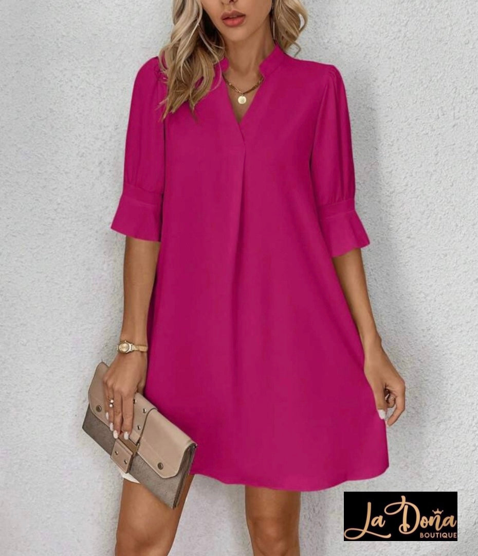 Vestido corto suelto con manga