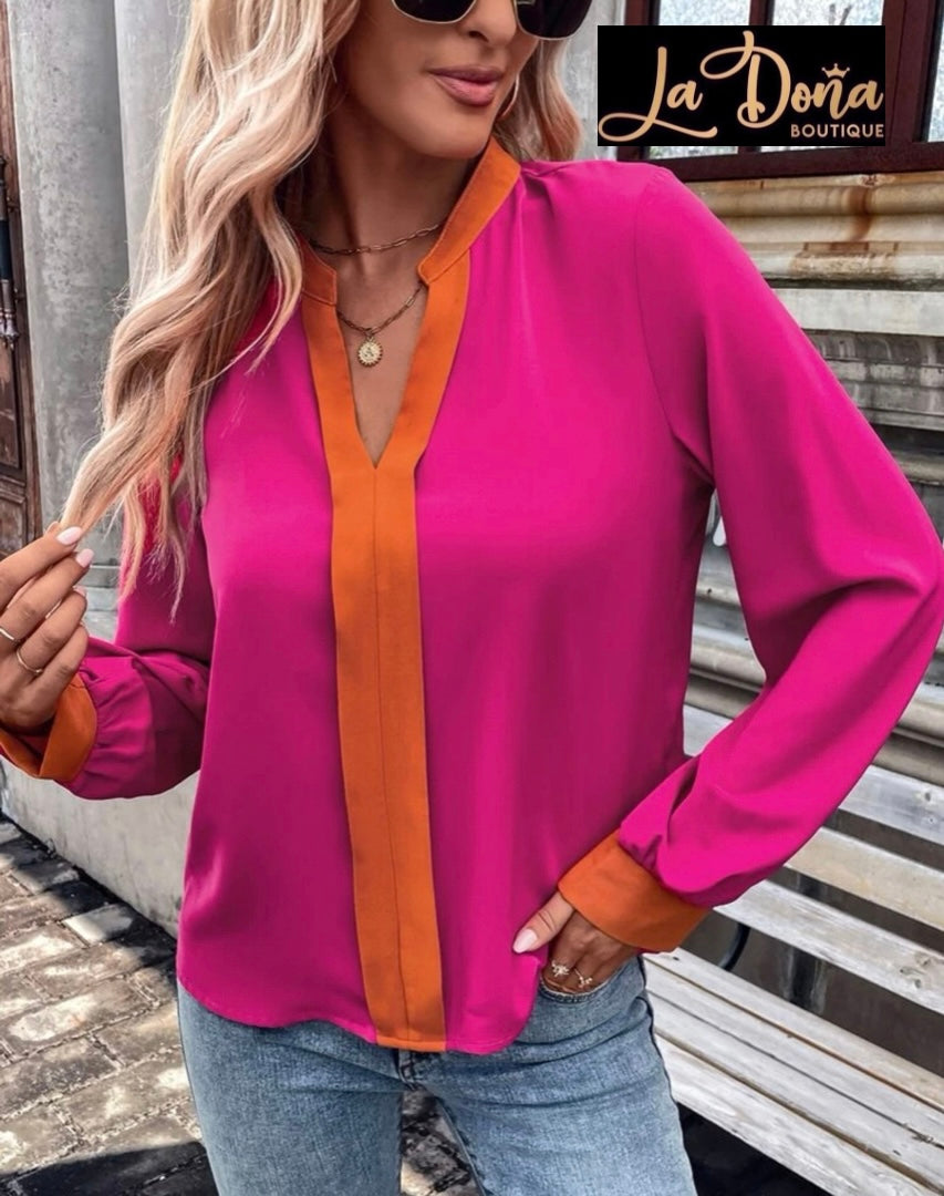 Blusa rosa con naranja