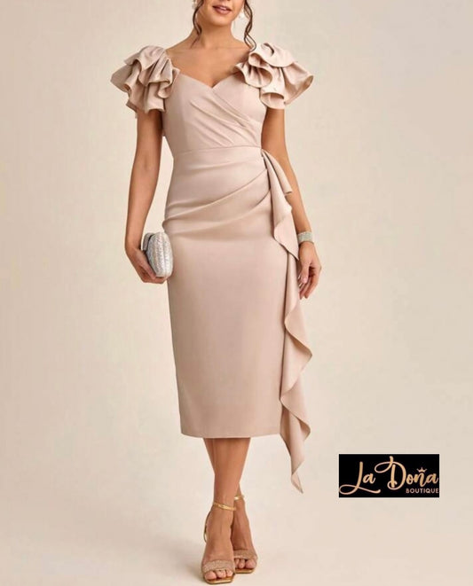 Vestido albaricoque con olanes