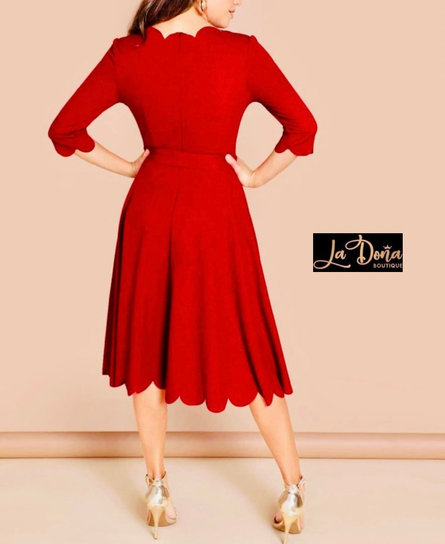 Vestido midi manga 3/4
