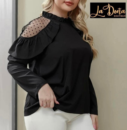 Blusa negra hombros lunares XL