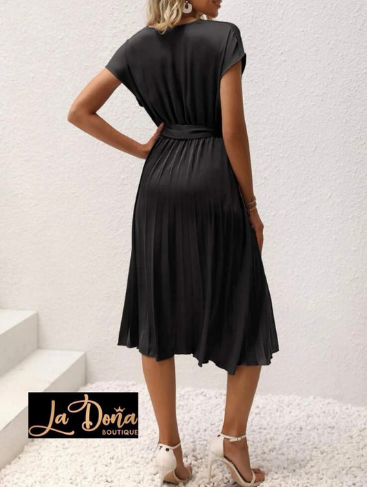 Vestido saten con tablas