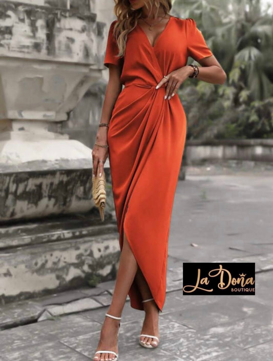 Vestido naranja largo
