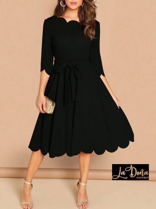 Vestido midi manga 3/4