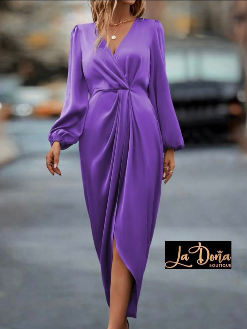 Vestido cruzado satén