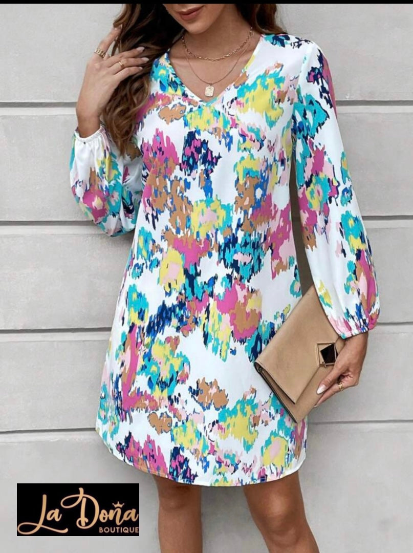 Vestido estampado colores corto suelto