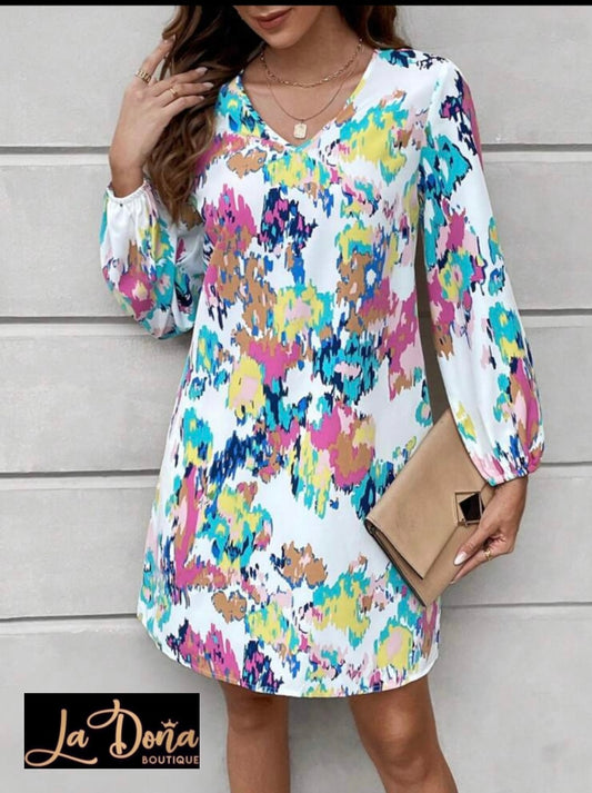 Vestido estampado colores corto suelto