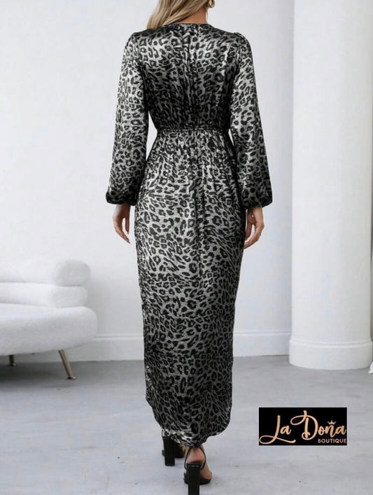 Vestido plata leopardo