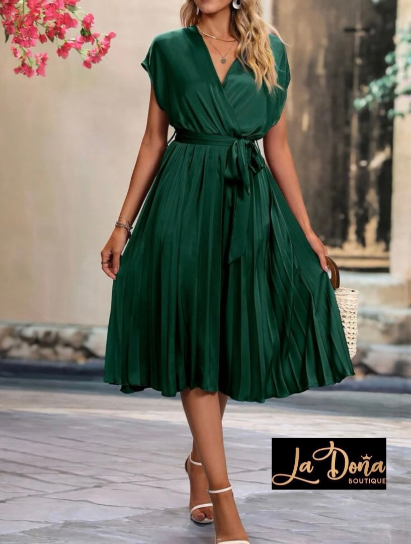 Vestido saten con tablas