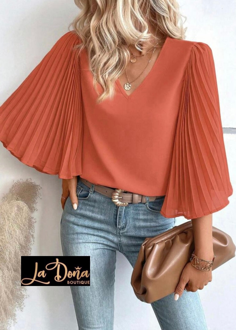 Blusa salmón con manga