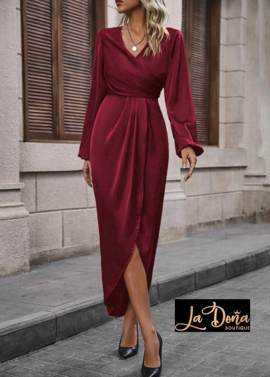 Vestido satén largo