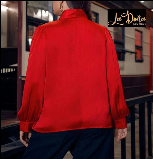 Blusa rojo con moño