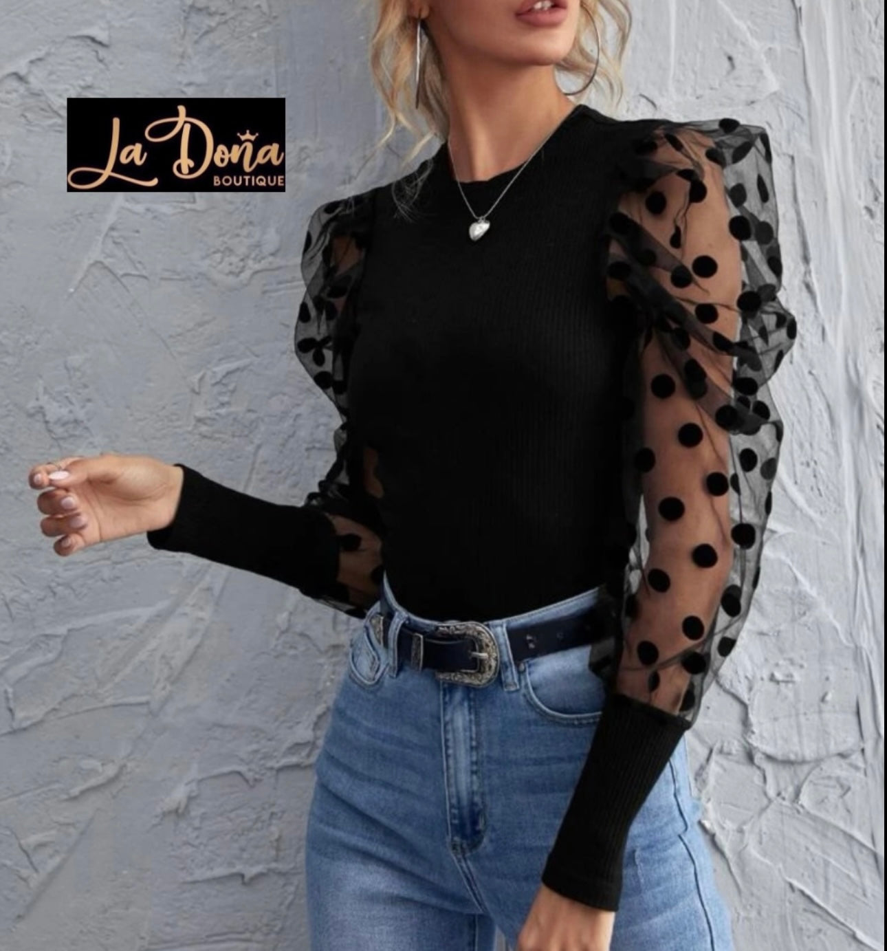 Blusa canale con manga lunares