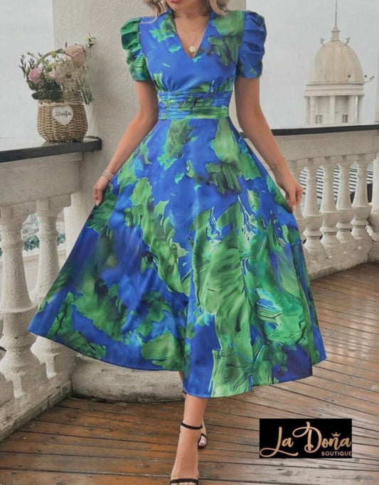 Vestido estampado midi